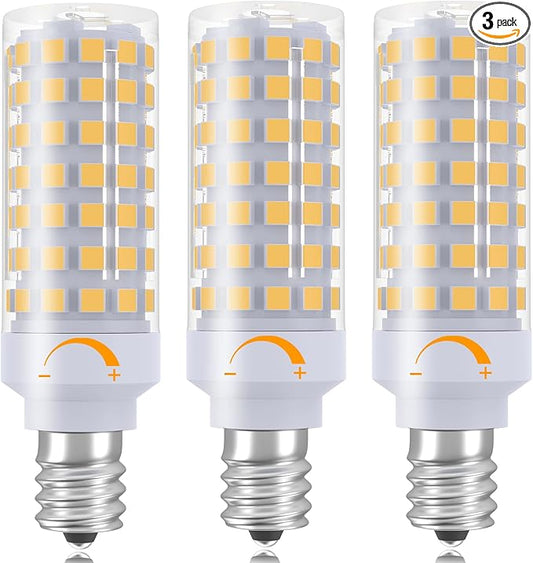 E12 LED Bulb Dimmable 7W Equivalent to E12 Candelabra Bulb 60 Watt, Warm White 3000K, T6 Small Base 120V 630LM C7 LED Candle Light Bulbs for Chandeliers, Ceiling Fan, Pendant Lighting, 3 Pack