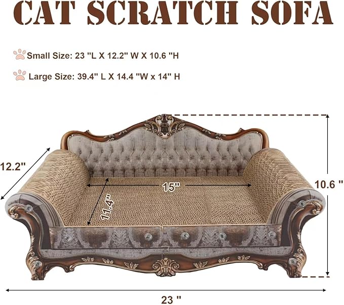 Sofa Shaped Scratching Couch,Thick Scratching Cardboard, Lounge Bed for Indoor Rest&Play, Sofa Scratcher Pad (23 "L X 12.2" W X 10.6 "H)-Mewly Pet