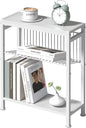 End Table for Small Space, 3-Tier Narrow Side Table with Magazine Holder,Small Nightstand, Skinny Snack Couch Table in Living Room, Bedroom Study and Balcony (White)
