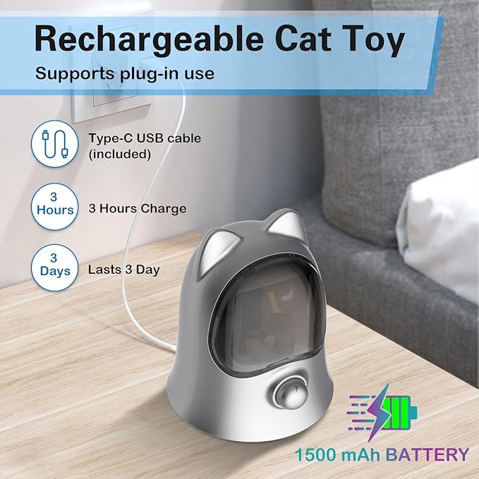 Cat Laser Toys for Indoor Cats, Random Trajectory Laser Cat Toy, Interactive Cat Toys for Bored Indoor Adult Cats/Kittens/Dogs (Silver)-Mewly Pet