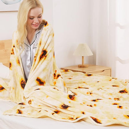 Burritos Tortilla Blanket Queen Size for All Season - Premium Lightweight Anti-Static Super Soft Cozy Plush Tortilla Throw, Lightweight Microfiber Winter Warm Taco Blanket 90" x 90"(Burritos Queen)