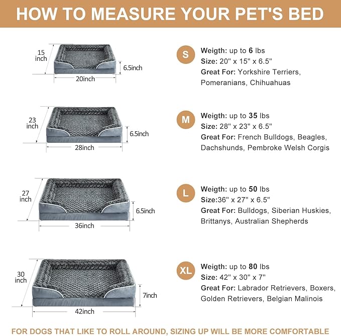 WNPETHOME Dog Beds for Large Sized Dogs, Washable Orthopedic Dog Couch Sofa Bed with Waterproof Lining & Non-Skid Bottom for Pet Sleeping-Mewly Pet