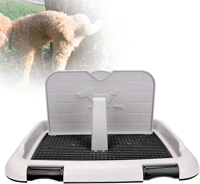 Indoor Dog Potty Tray - Miniature Poodle Pad Holder, Anti-Slide Plastic Potty for Small & Medium Dogs (Black)-Mewly Pet