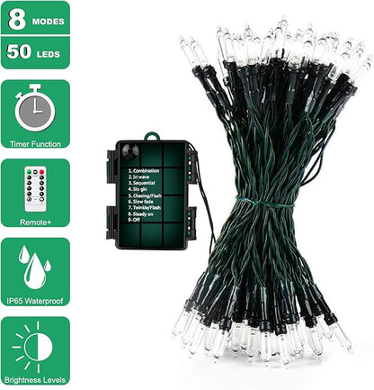 18ft Battery Operated String Lights,Outdoor String Lights Christmas Lights 50 Led String Lights with Remote Timer Waterproof for Indoor Outdoor Garden Party Christmas Decoration, Cool White