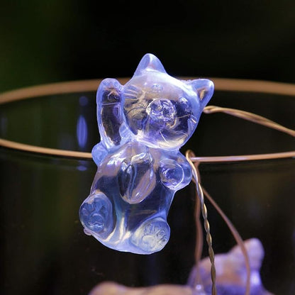 Impress Life 3D Kitty Cat String Lights:10 ft 30 LEDs Fairy Lights USB & Battery Powered with Remote Cute Kitten Animal Lights for Bedroom Home Wedding Birthday Party Indoor Christmas Decorations