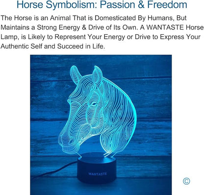 Horse 3D Decor Lamp Gifts for Boys Girls Room, Night Light Toys with Remote, Bedside Nightlight for Kids Baby