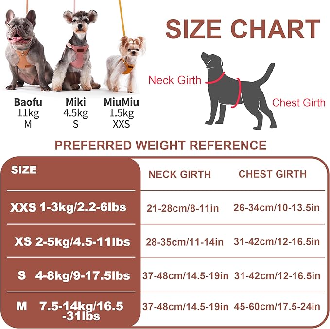 Puppytie No Pull XXS Puppy Harness with Multifunction Dog Leash,Soft Adjustable No Choke Escape Proof Pet Harness Vest,Brown Caramel,XXS-Mewly Pet