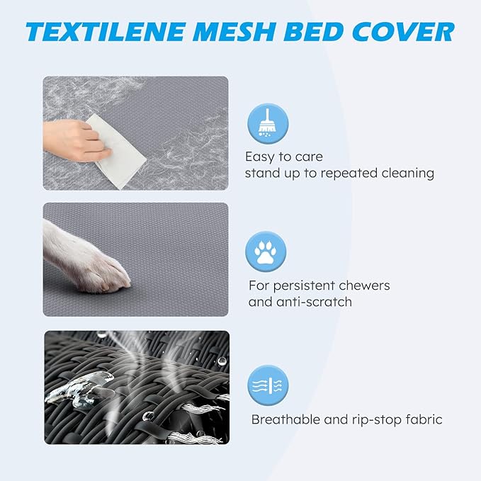 Heeyoo Elevated Dog Bed, Cooling Raised Pet Cot with Chew Proof Washable Breathable Mesh and Metal Frame, Portable Dog Cot Bed with No-Slip Feet for Outdoor or Indoor Use-Mewly Pet