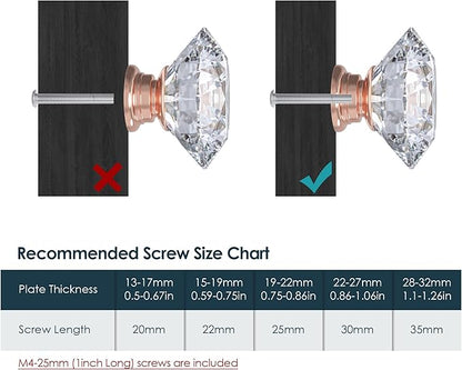 Tomorotec 12-Pack 40mm White Crystal Glass Cabinet Drawer Pull with Pink Base for Modern & Classic Styles, Easy-to-Install Elegant Home Decor Upgrade with Durable Hardware for Vanity, Wardrobe, Desk