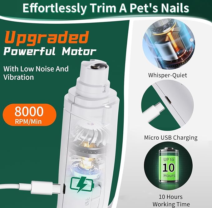 2 in 1 Dog Nail Clippers & Cat Nail Clippers Trimmers for Large Medium Small Dogs Cats Claw Trimmer Quick Sensor and Safety Guard USB Rechargeable Dogs Nail Trimmer with Catcher & 2 LED Lights-Mewly Pet