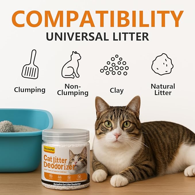 Cat Litter Deodorizer - Advanced Fragrance-Free Odor Control for Sensitive Cats - Reduces Scooping, Extends Litter Use - Hypoallergenic Formula Ideal for Multi-Cat Homes-Mewly Pet
