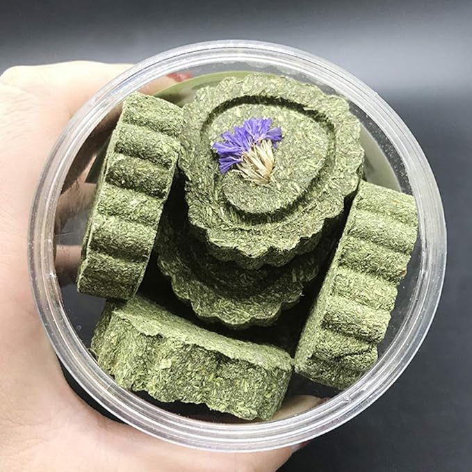 Bunny Chew Toys for Teeth, Natural Pet Chew Toy Hand Made Timothy Hay Cakes for Chinchilla Guinea Pig Hamsters Holland Lop Prairie Dogs Squirrels Gerbils Rabbit Chewing & Molar Teeth, 9.5oz-Mewly Pet