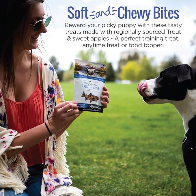 Smart Cookie All Natural Soft Dog Treats - Trout & Apple - Healthy Dog Treats for Allergies, Sensitive Stomachs - Chewy, Grain Free, Human-Grade, Made in The USA - 5oz Bag-Mewly Pet