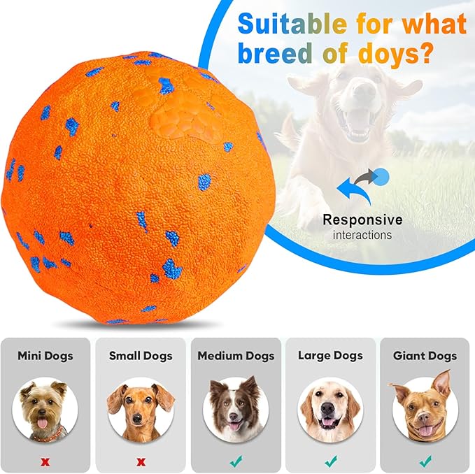 Interactive Dog Toys Ball, Automatic Moving, Bouncing Chew Toys, E-TPU Material, Suitable for Large and Medium-Sized Dogs, Used for Boredom Relief and Daily Training, USB Rechargeable-Mewly Pet