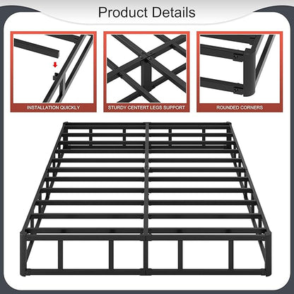10 Inch High Profile King Box Spring Heavy Duty Metal King Size Box Spring with Fabric Cover, Sturdy Mattress Foundation, Easy Assembly, Noise Free, Black