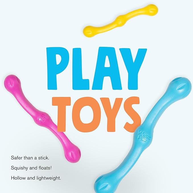 WEST PAW Zogoflex Echo Zwig Squeezy Dog Fetching Stick – Bouncy, Hollow, Squishy Interactive Toy for Puppies, Large Dogs – Floatable Stick, Lightweight Chewy Toy for Catch/Fetch – 13.75”, Aqua Blue-Mewly Pet