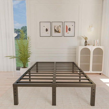 ALDRICH 14 Inch Metal King Size Bed Frame - Double Black Basic Steel Slats Platform, Easy Assembly Heavy Duty Noise Free Bedframes, No Box Spring Needed