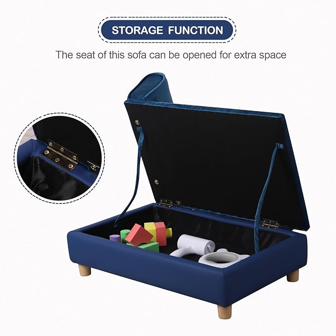 Pet Bed Sofa, Puppy Bed with Storage, Small Dog Couch with Removable & Washable Cushion, Comfy Pet Couch Bed for Cats & Puppy (Blue)-Mewly Pet