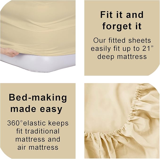 Bedecor Air Bed Sheets for Mattress Cover Removable Bed and Elastic Band Super Soft and Breathable & Deep up to 21" Beige Twin