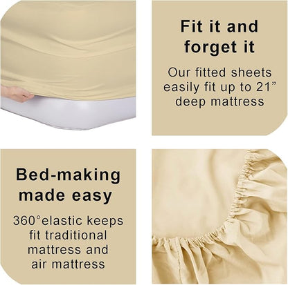 Bedecor Air Bed Sheets for Mattress Cover Removable Bed and Elastic Band Super Soft and Breathable & Deep up to 21" Beige Twin
