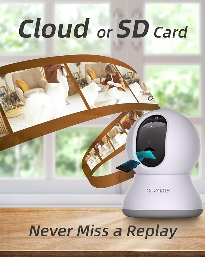 blurams Pet Camera 2K, Dog Camera with Phone App, 360° PTZ Indoor Cameras for Home Security Indoor, Color Night Vision, 2-Way Talk, Motion Detection&Tracking, Cloud&SD(2.4GHz Only)-Mewly Pet