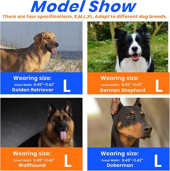 Dog Muzzle, Basket Muzzle for Small Medium Large Dogs, Anti-Biting and Chewing, Lightweight & Sturdy Cage Design, Allows Panting & Drinking, Ideal for Grooming & Training(Blue Size L)-Mewly Pet