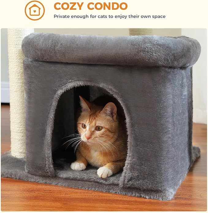 PEQULTI Cat Tree Cat Tower with Sisal-Covered Scratching Posts and Extra-Large Cat Perch Suitable for Small to Medium Cats-Mewly Pet