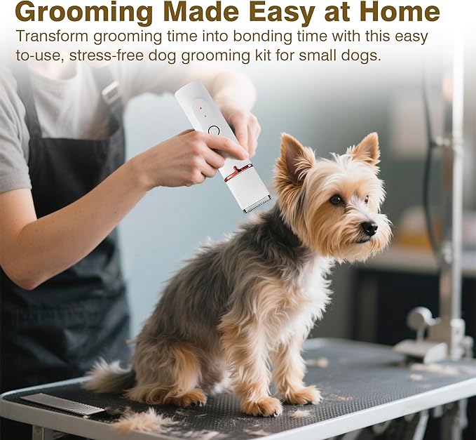 2025 New Petium 4-in-1 Dog Grooming Clippers Kit-Quiet Dog Nail Grinder & Paw Trimmer,Low Noise Cordless Pet Shaver for Small Dogs & Cats,USB-Rechargeable, 6 Guide Combs-Mewly Pet