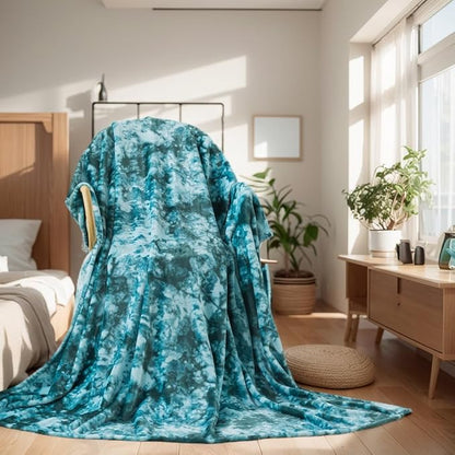 Fuzzy Throw Blanket Travel Size - Teal, Soft and Comfy, Plush and Furry Faux Fur, Reversible Throw Blankets for Sofa and Bed, 50x60 Inches,Teal