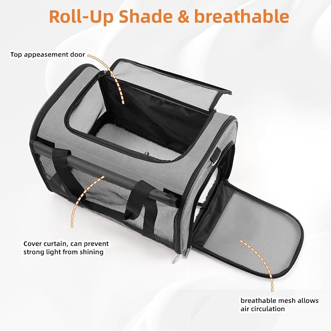 TWDEPART Cat Carrier Backpack - Multifunctional, Firm & Foldable with Roll-Up Shade, Breathable Design Includes Collapsible Bowl & Cushion (Grey)-Mewly Pet