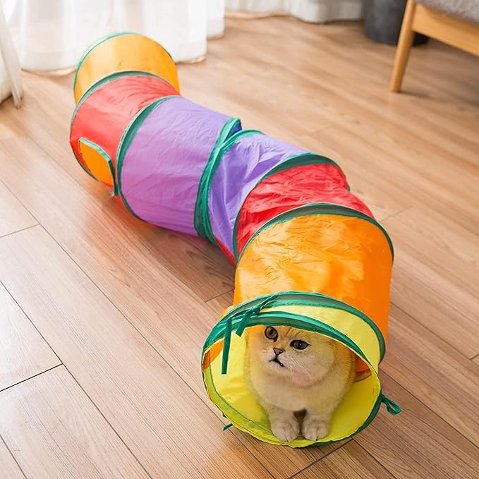 Cat Tunnels for Indoor Cats, Interactive Peek-a-Boo Cat Chute Cat Tube Toy, Camouflage S-Tunnel-Mewly Pet