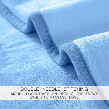 Soft Travel Size Throw for All Season Warm Fuzzy Microplush Lightweight Thermal Fleece Summer Autumn Fall Winter Spring Blankets for Bed Couch Sofa,50x60 Inches,Washed Blue