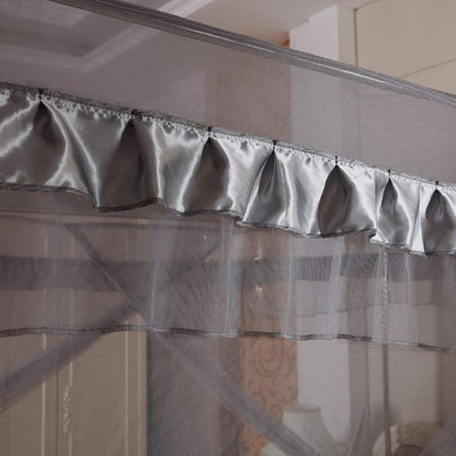 Mengersi Gray Canopy Bed Curtains Mosquito Net Bed Drapes for Queen Bed
