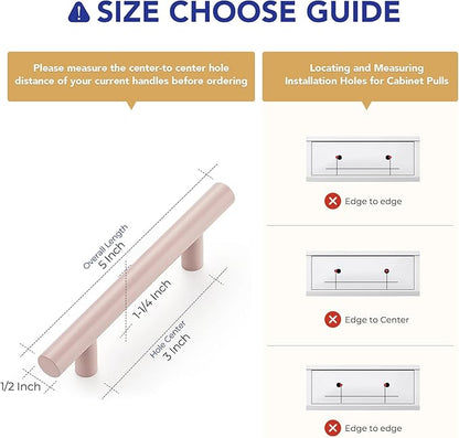 Ravinte 6 Pack | 5 Inch Cabinet Pulls Pink Stainless Steel Kitchen Drawer Pulls Cabinet Handles 5 InchLength, 3 Inch Hole Center