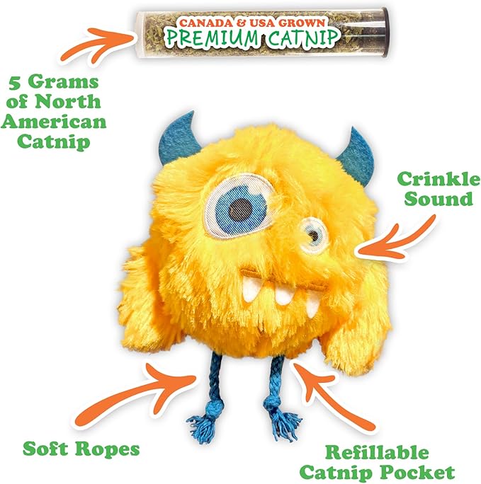 Meowijuana Refillable Cat Toys | Get Silly - Furry Friend Catnip Toys | Includes Potent Hand Harvested Catnip Grown in North America | Promotes Play and Cat Health-Mewly Pet