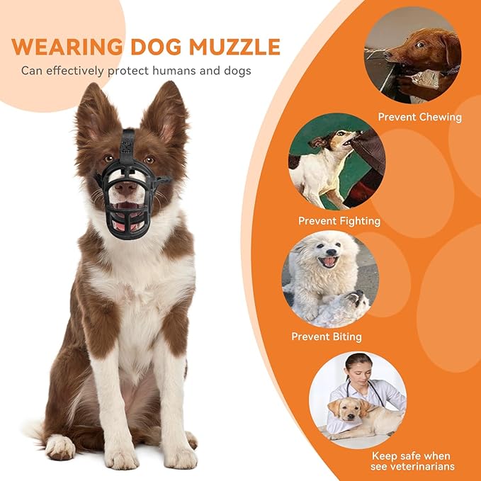 Dog Muzzle – Lightweight Breathable Basket Muzzle, Anti-Biting & Chewing, Adjustable Fit for Small, Medium & Large Dogs(Size 2)-Mewly Pet
