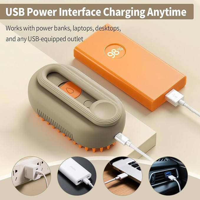 Cat Steam Brush for Shedding 4 in 1 Dog Brush with Steam Pet Hair Cleaning Brush Comb for Spray Pet Grooming for Long & Short Haired Pets Comb for Cats (Brown)-Mewly Pet