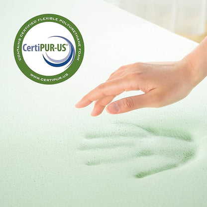 ZINUS 3 Inch Green Tea Memory Foam Mattress Topper, Pressure-Relieving Layers, CertiPUR-US Certified, Twin
