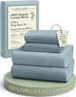 LANE LINEN 100% Organic Cotton Bed Sheets King Size, Soft & Comfy Fully Elasticized Percale Bedding Sheets & Pillowcase Set, Low Pilling Machine Washable All Season King Sheet- French Blue