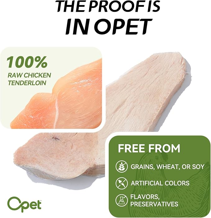OPET Freeze Dried Chicken Cat Treats, Single Ingredient Grain Free High Protein Pet Food for Cats and Dogs, Healthy Training Snacks, Freeze Dried Cat Food (Chicken Breast, 1.48 Ounce)-Mewly Pet