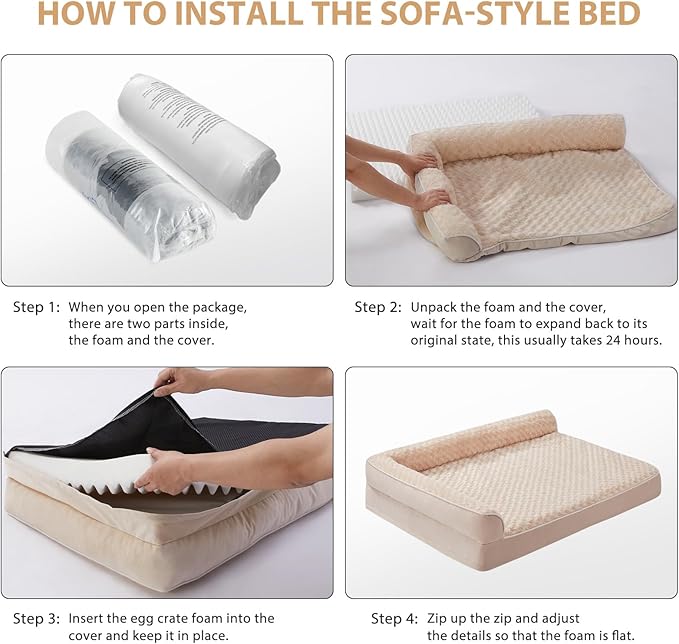 BFPETHOME Orthopedic Dog Beds for Large Dogs-Waterproof Sofa Dog Bed with Removable Washable Cover, Large Pet Bed with Waterproof Lining and Nonskid Bottom,Pet Bed for Dogs-Mewly Pet