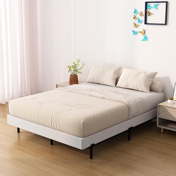 Box Spring for Queen Bed Bed Base 4 inch, Low Profile Metal Queen Box Spring with Fabric Cover, 3000 Lbs Max Weight Capacity Mattress Foundation, Noise-Free, Easy Assembly