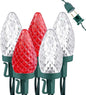 Brizled Red & White String Lights, 25 LED C9 Christmas Lights, Connectable Xmas Tree Light, Waterproof Strawberry String Light for Indoor Outside Tree Roof Garden Patio Pathway