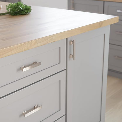 FRANKLIN BRASS Tiered Foot (10-Pack) Cabinet Handles 3" Hole Center Pulls | Satin Nickel Hardware Kitchen Door, Drawers, Dressers, Furniture P49572C-SN-B
