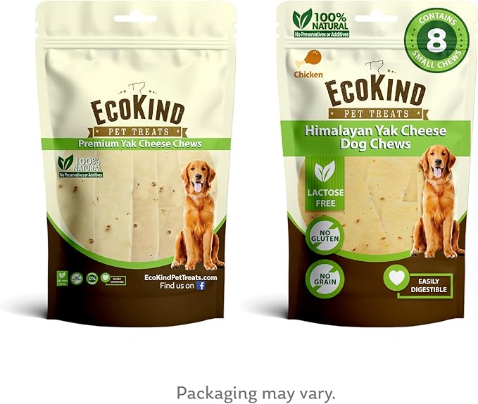 EcoKind Premium Gold Yak Cheese Himalayan Dog Chews, Healthy Dog Treats for Small Dogs, All Natural, High Protein Dog Chew, Chicken, Small - 8 Chews-Mewly Pet