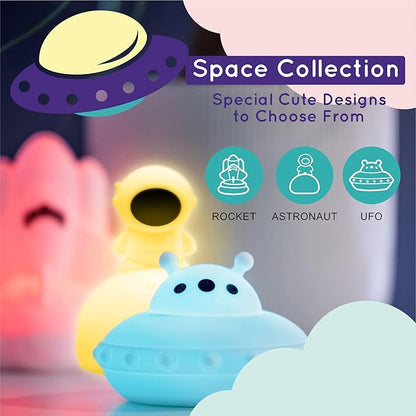 Lumipets Junior Astronaut Night Light, Soft Silicone Material, 8 Soothing Colors, Cordless, Easy Control, Portable