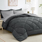 HEVUMYI Cali-King Comforter Set - 7-Piece All Season Bed in a Bag Cali-King, Ultra Soft Bedding Set with Comforter, Flat Sheet, Fitted Sheet, Pillowcases, Pillow Shams, Dark Grey & Light Grey