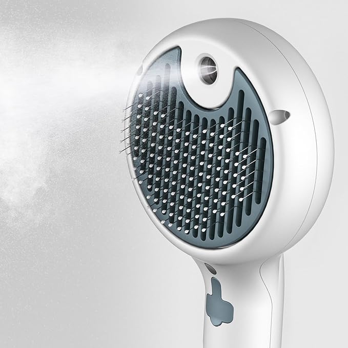 Cat Steam Brush for Indoor Cats – 3-in-1 Grooming Tool with Water Spray, Self-Cleaning Hair Comb for Long & Short Haired Cats and Dogs-Mewly Pet