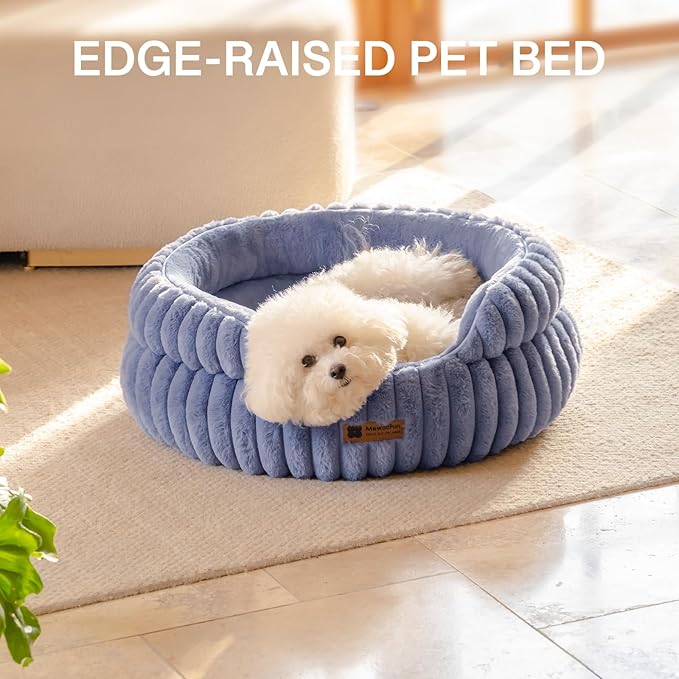 MEWOOFUN Dog Bed for Medium Dogs, Washable Large Cat Beds for Indoor Cats, Donut Pet Bed for Dogs and Cats with Anti-Slip Bottom (Blue, 27"x27"x10")-Mewly Pet