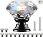 POZEAN Crystal Cabinet Knobs 12Pack, 1.18inch Dresser Knobs for Cabinet, Drawer with Two Different Sizes Screws, Diamond Glass Pulls Handles (30mm, 12Pack, Clear-Black)